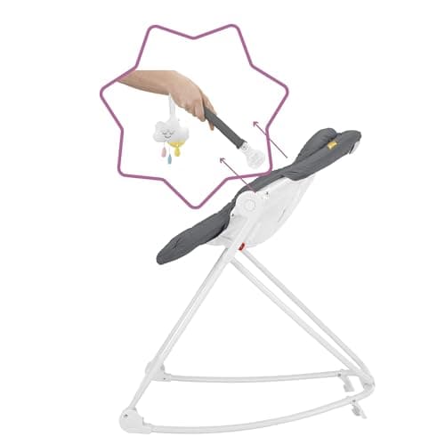 Badabulle Moonlight Compact'Up Height Lounger, Height Adjustable to 5 Positions, Backrest Adjustable to 2 Positions, Compact Folding, Fixed Lounger or Swing Chair - Image 5