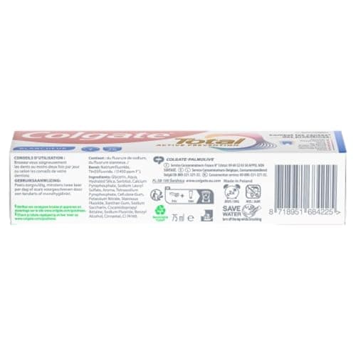 COLGATE - Total Prévention Dentifrice 24h Active Blancheur Naturelle - Aide à prévenir les problèmes bucco-dentaires - Réduit les taches de surface - 3x75ml - Image 6