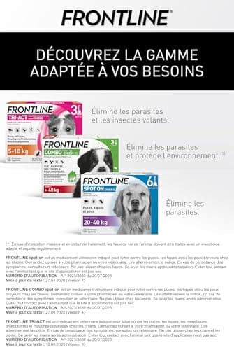 Frontline Spot-on Chien - Anti Puces, Tiques & Poux Broyeurs - Protège Pendant 8 Semaines Contre Les Puces/4 Semaines Contre Les Tiques - pour Chien 20 à 40 kg - Fabriqué en France - 3 Pipettes - Image 5