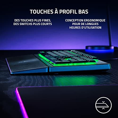 Razer Ornata V3 X - Low Profile Gamer Keyboard (Switches with Silent Membrane Switches, Ergonomic Wrist Rest, RGB Chroma, UV Varnished ABS Keys) AZERTY Keyboard | Black - Image 7