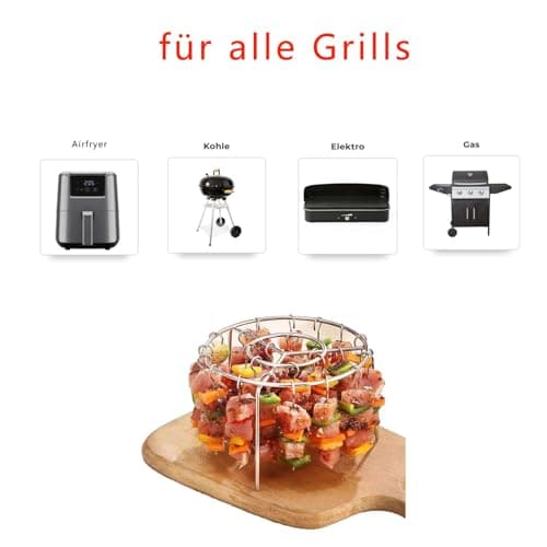 Air Fryer Accessory, Stainless Steel Barbecue Skewers Set – 24 Skewers + Round Grill | Compatible Accessories Air Fryer Dish, Airfryer Ninja Grill - Image 4