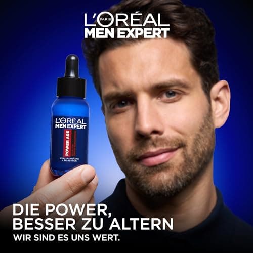 L'Oréal Men Expert Sérum visage anti-rides pour hommes, soin hydratant anti-âge pour peaux fatiguées et mates, sérum homme hautement dosé à l'acide hyaluronique, Power Age, 1 x 30 ml - Image 4