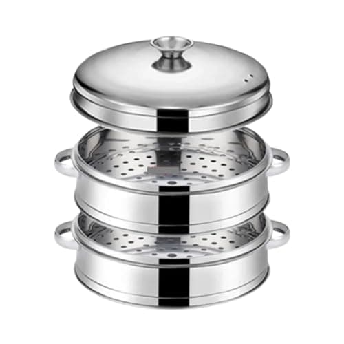 Panier vapeur en acier inoxydable for poisson, panier à pain farci à la vapeur, ustensiles de cuisine, insert multicouche avec support, panier vapeur Instant Pot pour la cuisine(31.4cm 2 layer 1 Lid) - Image 2