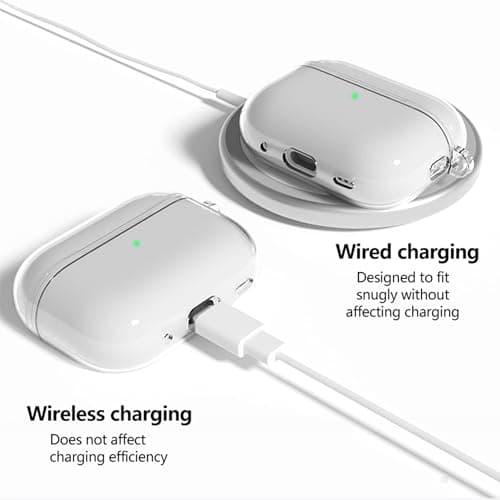 Compatible with AirPods Pro 3 Case, Visible LED Indicator, TPU Shockproof Protective Case with Key Ring and Cleaning Pen (Transparent) - Image 4