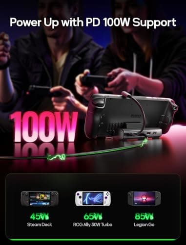 JSAUX 5 in 1 Docking Station Compatible with Steam Deck/OLED/ROG Ally X/Legion go/MSI Claw, Steam Deck Dock, Dock with HDMI 4K@120Hz, 100Mbps Ethernet, Dual USB A 2.0 and USB C Port - Image 8