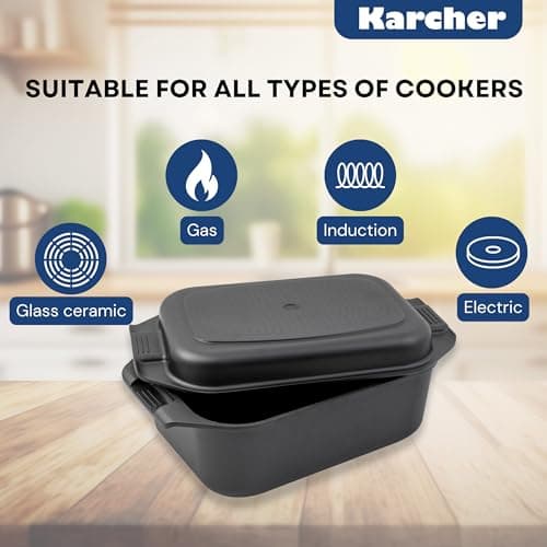 Karcher 2-in-1 Cast Aluminium Induction Sauté Pan with Lid/Cooking Dish, 8.7 Litre, 41.5 x 25.5 cm - Image 5