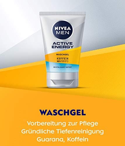NIVEA MEN Gel nettoyant Active Energy (100 ml), gel nettoyant à la caféine 100% naturel, nettoyant pour le visage rafraîchissant et en profondeur - Image 5