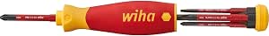 Wiha PocketMax Insulated Electrician Bit Holder Screwdriver with 4 Bits (45296) Insulated Slim Bit Store Phillips Flat Slot or PH and PlusMinus