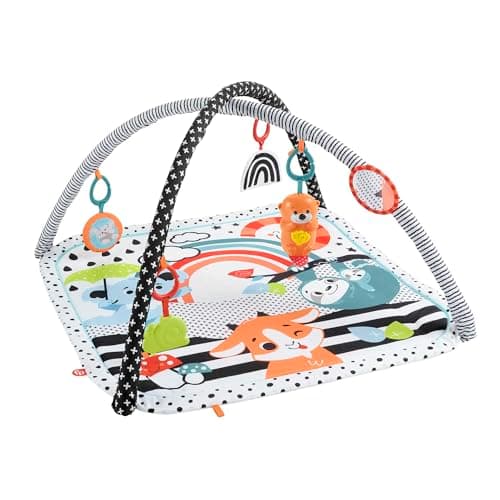 Fisher-Price My Sensory Mat 3-in-1, Belly Flat Play Mat, Sound and Light, with 5 Removable Toys, from Birth, HBP41 - Image 2