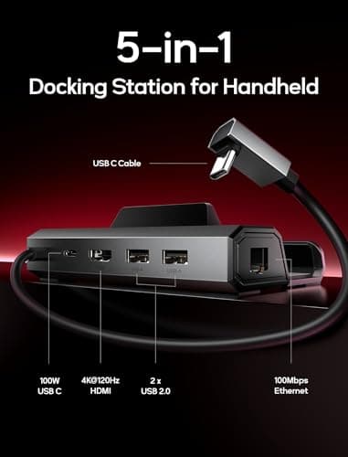 JSAUX 5 in 1 Docking Station Compatible with Steam Deck/OLED/ROG Ally X/Legion go/MSI Claw, Steam Deck Dock, Dock with HDMI 4K@120Hz, 100Mbps Ethernet, Dual USB A 2.0 and USB C Port - Image 4