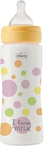 Chicco Perfect Easy Fast Flow Bottle with Physio Soft Silicone Teat and Soft Sense finish, Anti-Colic, Reduces Regurgitation and Irritability, Plastic Bottle 330 ml, 4 m+