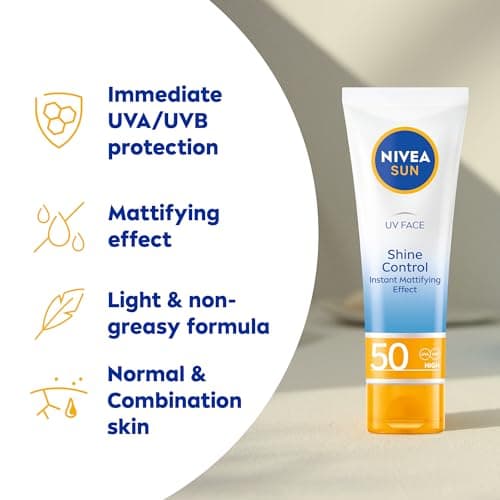 NIVEA SUN Crème solaire pour le visage, SPF50, UVA/UVB, Hydratante, Contrôle de la brillance, 50 ml - Image 3