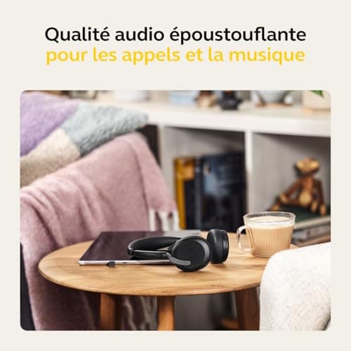 Jabra Evolve2 65 Flex, Casque Bluetooth sans Fil, avec Technologie à réduction de Bruit ClearVoice et ANC Hybride, Design Léger, Adaptateur USB-C, 20h Autonomie, Certifié MS Teams, Noir - Image 9