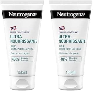 Neutrogena Neutrogena – Crème Pieds Nutrition Intense Formule Norvégienne (lot de 2 tubes de 150 ml) – Crème de soin pour pieds très sec et abîmés – Crème hydratante enrichie en glycérine et bisabolol