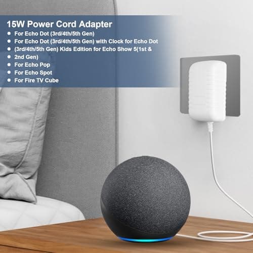 15W AC Adapter for Amazon Echo Dot (3rd, 4th and 5th Generation), Echo Show 5 (1st and 2nd Gen), Echo Spot, Echo Dot with Clock, for FireTV Cube and More Charger for Alexa Devices - Image 7