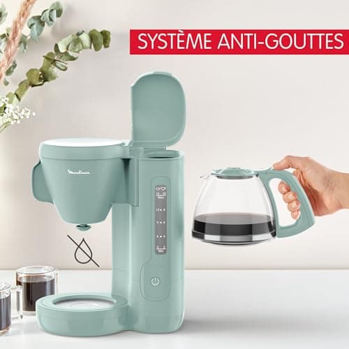 Moulinex Filter Coffee Maker, 10 to 15 Cups, 1.25 L, Swivel Filter Holder, Drip Proof, Warm, Morning, Eucalyptus, FG2M1310 - Image 7