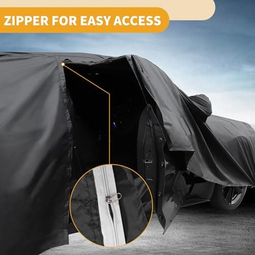 Waterproof All Season Car Cover for Outdoor Automobile Anti-UV Sun Rain Full Protection Outdoor for Dacia Sandero Hatchback 190T-Pu Black Zipper - Image 7