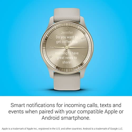 Garmin vívomove Trend – Hybrid Smartwatch – Cream Gold with Linen Strap - Image 7