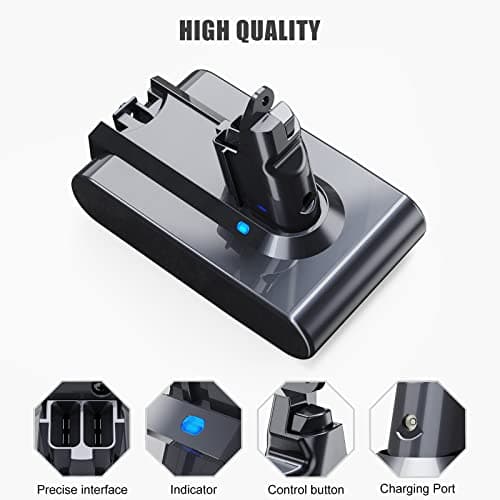 6000mAh Battery for Dyson V6 DC62 DC59 DC61 DC58 DC72 DC74 Handheld Vacuum Cleaner Replacement Battery for Dyson SV03 SV09 SV05 SV06 SV07, with 2 Filters and 1 Brush - Image 6