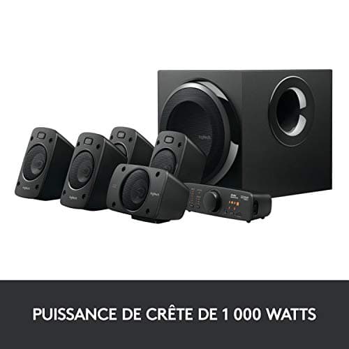 Logitech Z906 Système de Haut-Parleurs avec Son Surround 5.1, Certifié THX, Dolby & DTS, 1000 Watts en Puissance, Multi-Dispositifs, Entrées Multiples, Télécommande, Prise EU/France, PC/PS4/Xbox/TV - Image 4