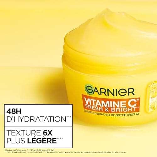 GARNIER - SkinActive Vitamine C - Crème Sorbet Hydratante Boost d'Eclat Fresh et Bright - Crème Hydratante et Anti-Taches - Unifie et Illumine le Teint - Tous Types de Peaux - 85 ml - Image 3
