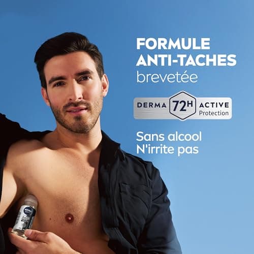 NIVEA MEN Déodorant Bille Invisible For Black & White Power (1 x 50 ml), déodorant homme anti-traces blanches et jaunes, anti-transpirant aisselles protection 72 h - Image 5