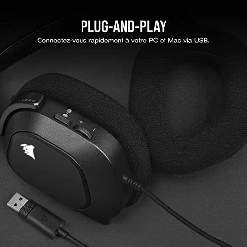 Corsair HS80 RGB USB Premium Gaming Headset with Dolby 7.1 Surround Sound (Broadcast Quality Microphone, Breathable Microfibre Fabric, High-Fidelity Audio, Durable Construction) Carbon - Image 6