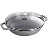 STAUB Cast Iron Wok with Glass Lid and Removable Grill, Ø 30 cm, 4.40 L, Graphite Grey - Image 2