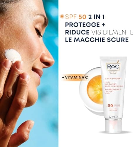 RoC - Soleil-Protect Fluide Anti-Taches Brunes Unificateur SPF 50 - Hydratant pour le Visage - Filtres Anti-UVA et Anti-UVB - Vitamine C - 50 ml - Image 8