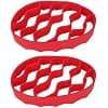 2pcs Grilles de Cuisson en Silicone Ovales, Compatibles avec Les Autocuiseurs Instant Pot 5, 6, 8 Qt et La Plupart Des Autocuiseurs (Rouge) - Image 2