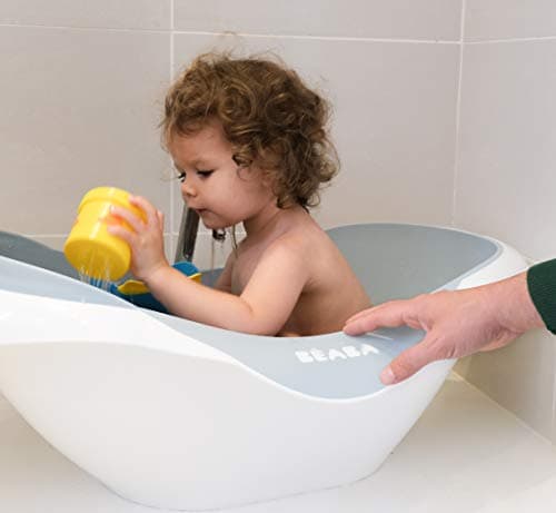 BÉABA, Camélé'O Baby Bath, Non-Slip and Comfort, Made in France, Soft and Soft Material, Multifunctional, Ergonomic, Drain Plug, Camélé'O, Light Mist - Image 3