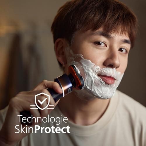 Philips 5000X Series - Rasoir électrique 100 pourcent étanche, Technologie SkinProtect, Tête flexible à 360°, Charge rapide, Capot de protection, Orange, modèle X5012/00 - Image 5