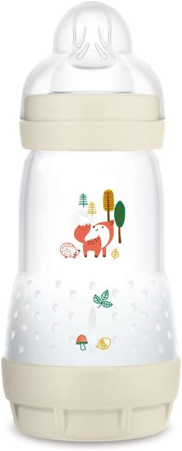 Mam Easy Start Self-Sterilising Anti-Colic Bottle with 2 Flow Teat, 260 ml, Beige