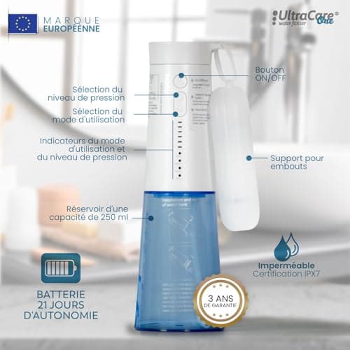 Aquapik® One Cordless Dental Flosser | Portable Dental Jet 250ml | 8 Tips + 6 Levels | USB-C IPX7 | For Sensitive Gums, Implants, Orthodontics | Effective Interdental Cleaning - Image 4