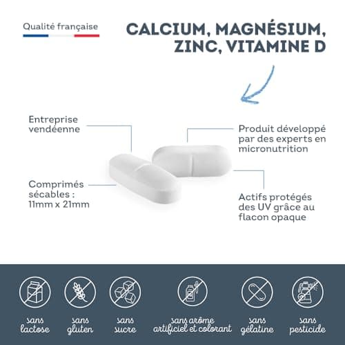 Calcium, Magnesium, Zinc, Vitamin D3 - Bone and Muscle Comfort - Bone Health, Energy and Immunity Complex - 120 Tablets - With Copper, Manganese, Selenium - Made in France Vitavea - Image 6
