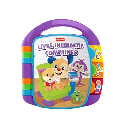 Fisher-Price CDH39 Learning Toy Musical Book Interactive Rhymes Laughing and Learning with Lights and Music for Babies and Toddlers, French Version - Image 2