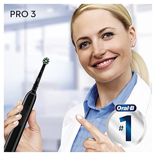 Oral-B Pro 3000 Rechargeable Electric Toothbrush with 1 Pressure Sensor Handle and 1 Crossaction Brush, 3D Technology, Black, Removes Up to 100% Dental Plaque - Image 7