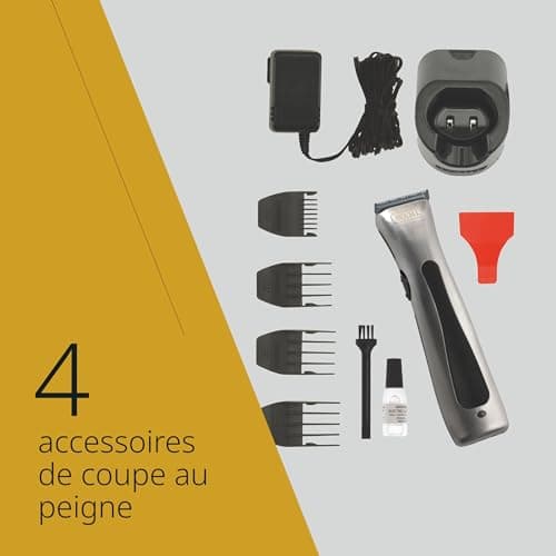 Wahl Beret Main/Cordless Hair Clipper with Precision Blade Set for Liners and Edging, Silver/Black - Image 5