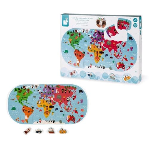 Janod - Bath Exporters Map - First Age Bath Toy - Handling and Dexterity - From 3 years, J04719 - Image 4