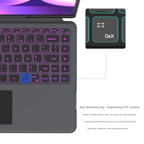 Keyboard Case for Samsung Galaxy Tab S10 Ultra/S9 Ultra/S8 Ultra 14.6 Inch: 7 Colours Backlit Magnetic Detachable Keyboard with Trackpad | Azerty French Wireless Keyboard for 14.6 Tab S9 Ultra - Image 7