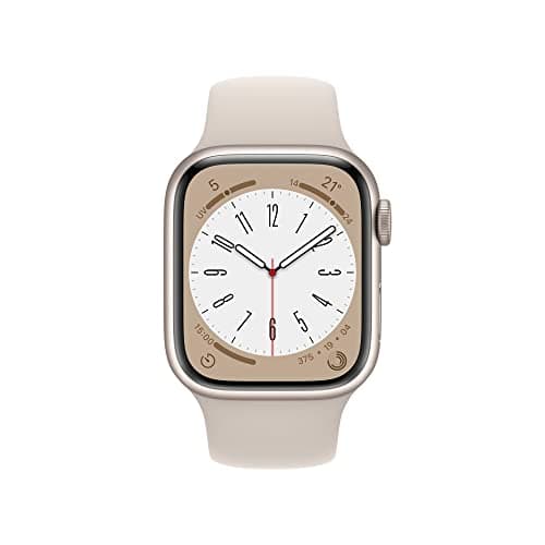 Apple Watch Series 8 (GPS, 41 mm) Aluminium Case with Star Light Sport Bracelet, Regular (Refurbished) - Image 3