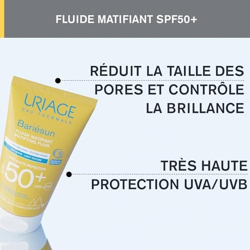 Uriage Bariesun Mattifying Fluid SPF50+ - Mattifying and Regulating Excess Sebum - Light Texture - No White Traces, Water and Sweat Resistant - For Combination to Oily Skin - 50ml - Image 6