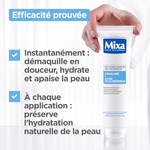 Mixa - Anti-Dryness Comfort Cleanser with Squalane and Hyaluronic Acid - Dehydrated and Sensitive Skin - Protective Moisturizing Facial Care - Dry Skin Make-up Remover - 150ml - Image 5