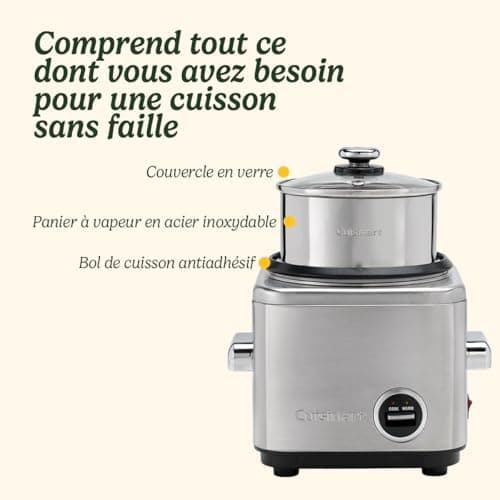 Cuisinart Rice Cooker 400g | Rice & Cereal Multicooker | Steam & Keep Warm | Retractable Wire | BPA Free Stainless Steel | Measuring Cup & Rice Spoon | Recipe Book Included - Image 7