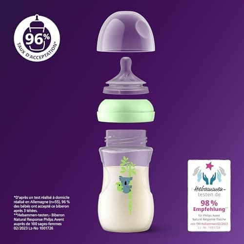 Philips Avent Natural Response 260 ml (9 oz) Bottles with Medium Flow Teats (Flow 3), Set of 3, Tropical Animals, SCY903/73 - Image 4