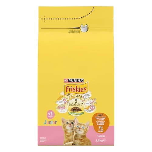 FRISKIES | Junior | Cat | Complete Kitten Kibble | Chicken, Milk and Vegetables | Complete Food for Healthy Kitten Growth | Bag | 1.5 kg - Image 4