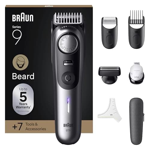 Braun Tondeuse À Barbe Series 9, + 7 Outils De Barbier, Mode PowerBoost, Lame ProBlade, 180 Min D'autonomie, Dégradé, 50 Longueurs, Molette De Précision Et Verrouillage, Étanche, BT9520, Chrome - Image 2