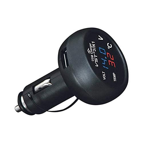 Mobil QUMOX 3 in 1 Car Multifunction USB 3.0 17.5W VST Fast Charger Thermometer Voltmeter Digital Meter Monitor 3.5A USB Charger for Mobile Phone