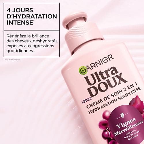 Garnier Ultra Doux Vignes Merveilleuses for Dehydrated Hair - 2-in-1 Hydration Soft Care Cream - With Grapeseed Oil - 200ml - Men & Women - Image 6