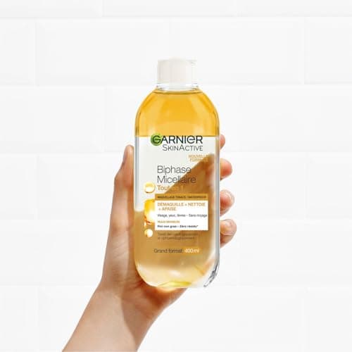 GARNIER Skin Active - Biphase Micellaire - Tout-en-1 - Nettoie, Démaquille & Apaise - Visage, Yeux, Lèvres - Enrichie En Micelles & Huiles - Vegan & Cruelty Free - Tous Types de Peaux - 400 ml - Image 8